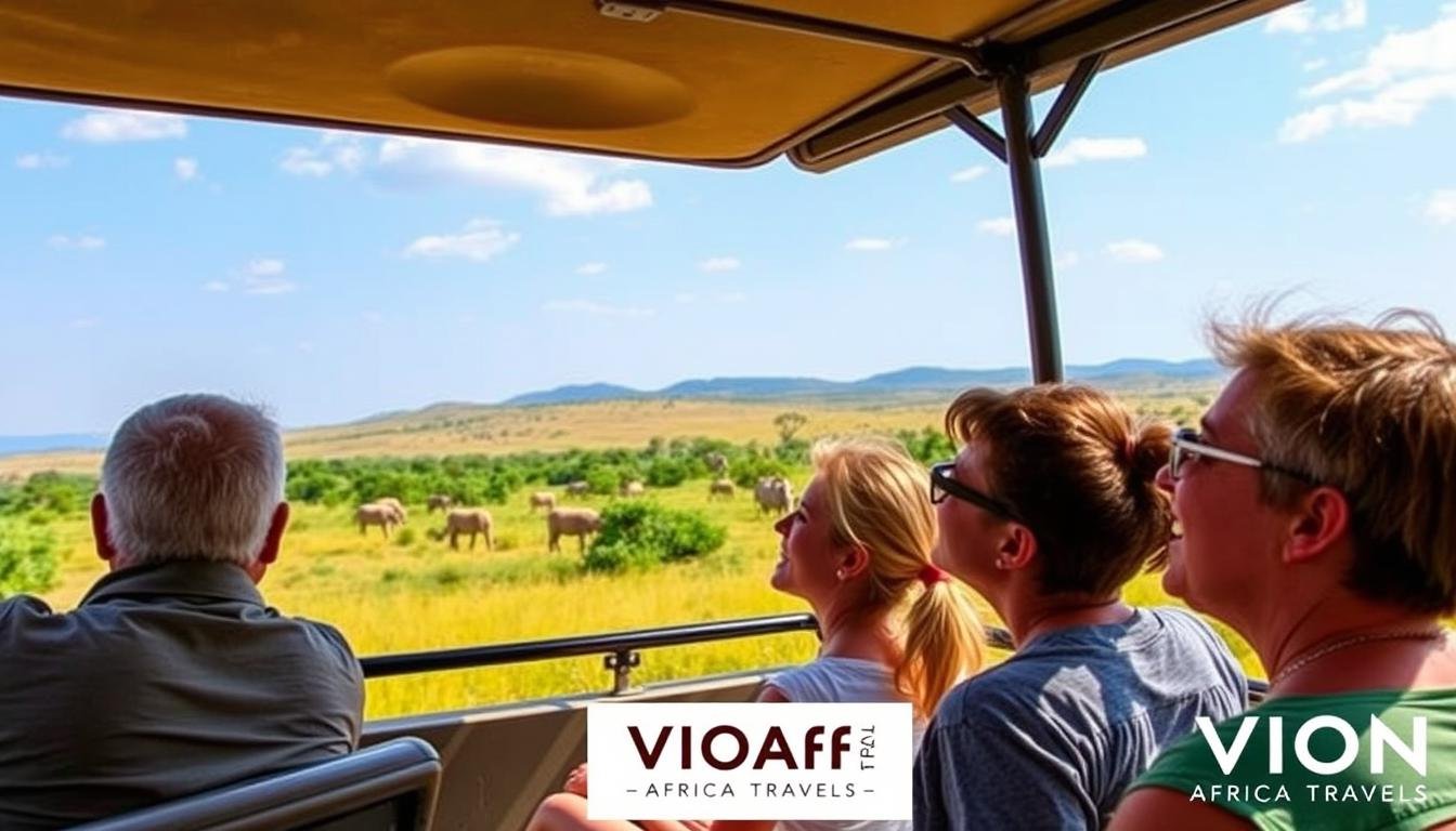 Family on safari in Tanzania